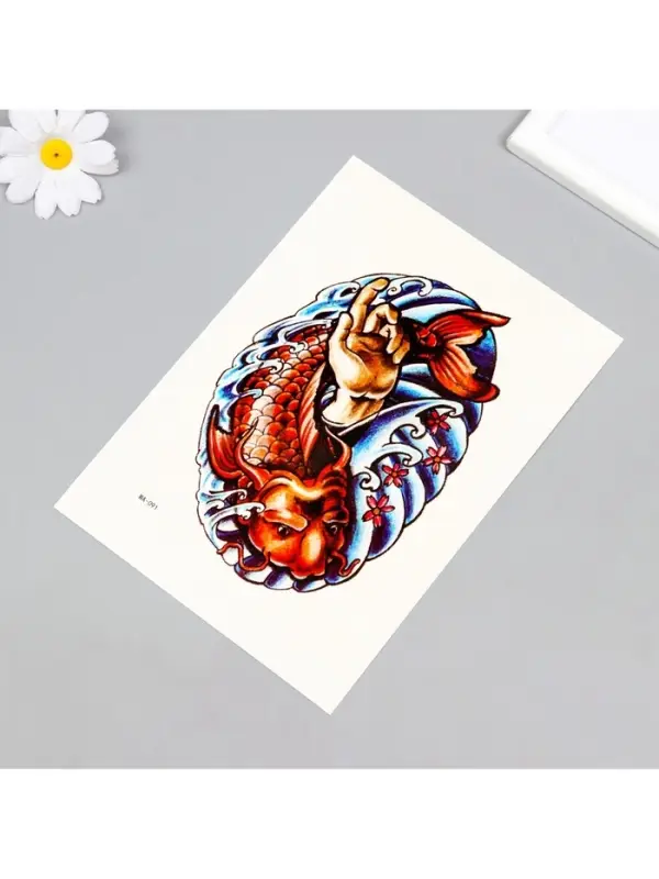 Переводная тату на тело цветная «Красный сом», 26.2×14.5 см