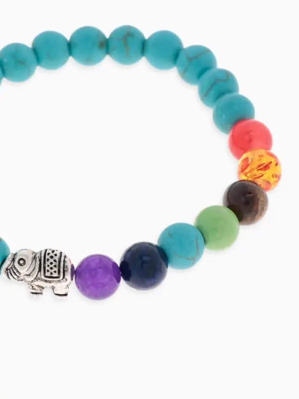 Браслет из бусин &laquo;Ассорти. Бирюза и Планеты&raquo;, d=7, голубой, разноцветный