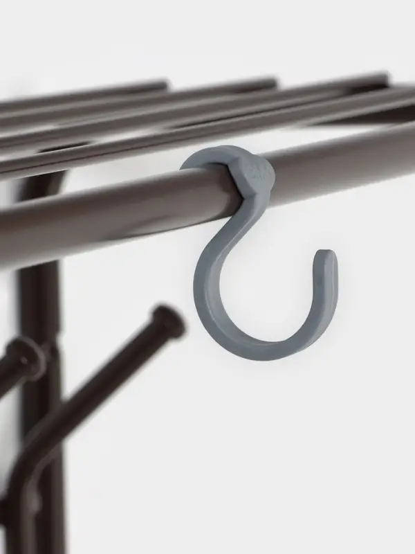 Вешалка настенная с полкой, 9 крючков, 2 яруса, 73&times;22&times;58 см, коричневая