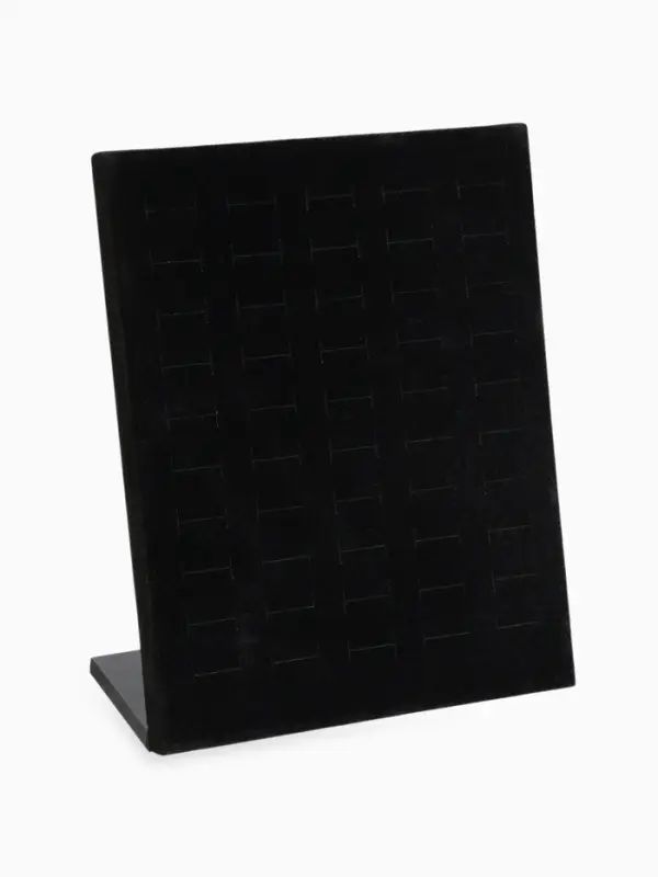 Подставка под кольца QF, 50 мест, флок, чёрная, 20&times;9.7&times;24 см