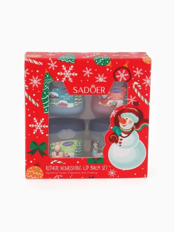 Новогодний набор бальзамов для губ Sadoer, 4 шт