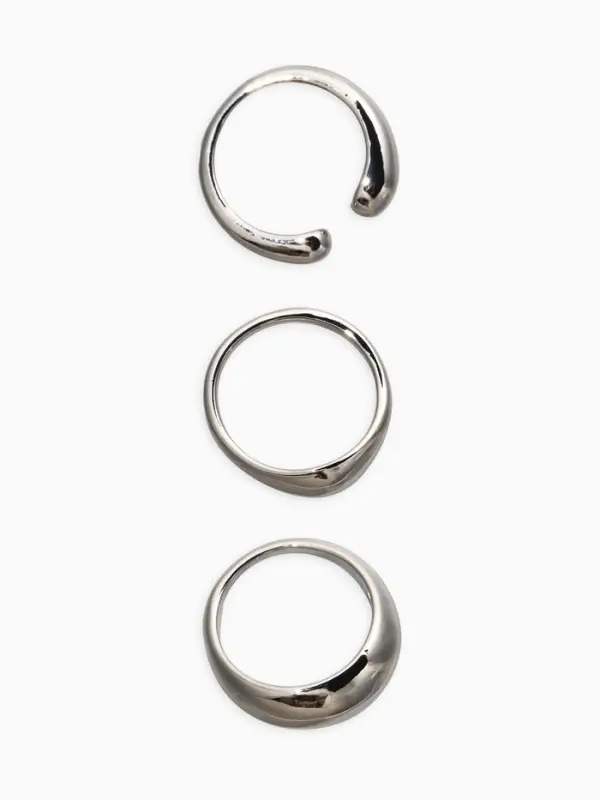 Набор колец 3 шт "Новый стиль" минимализ линий, размер МИКС, цвет серебро