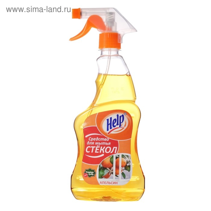 Средство для мытья стёкол и зеркал Help, апельсин, 500 мл Средство для мытья стёкол и зеркал Help, апельсин, 500 мл