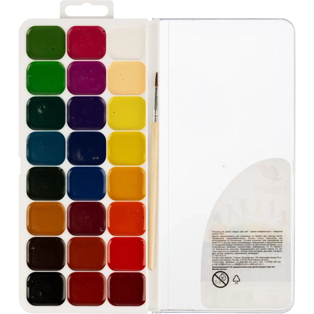 Краски акварельные Луч Классика 24 цв., с кистью, 19С 1295-08