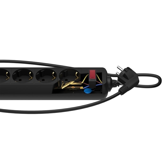 Сетевой фильтр "ФОТОН" SP 10-25ES, 2 м, 5 розеток, 10 А, с выкл, с з/к, черный