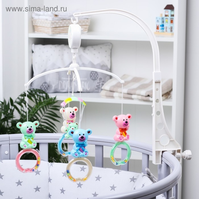 Мобиль музыкальный на кроватку «Мишки на кольце», заводной, наклейка МИКС, Крошка Я Мобиль музыкальный на кроватку «Мишки на кольце», заводной, наклейка МИКС, Крошка Я