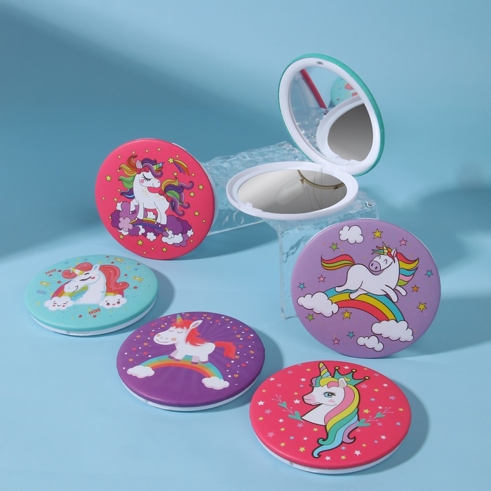 Зеркало складное «Единороги», d = 7 см, рисунок МИКС Зеркало складное «Единороги», d = 7 см, рисунок МИКС
