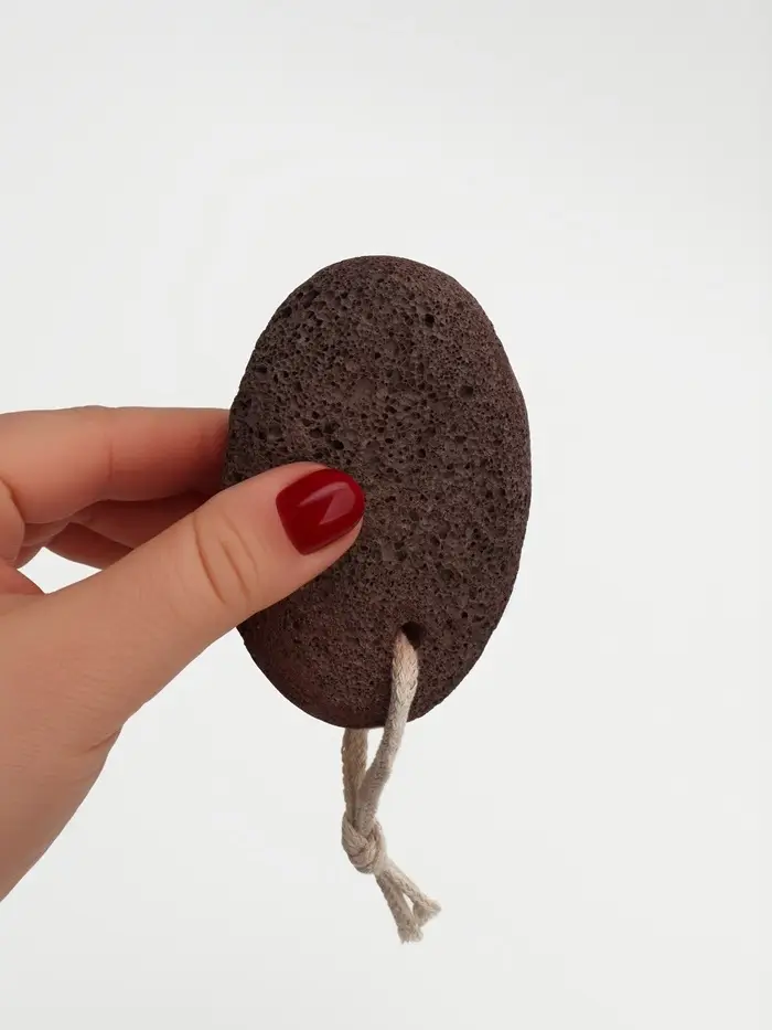 Натуральная пемза для педикюра, с подвесом, 9.5&times;7 см, коричневая