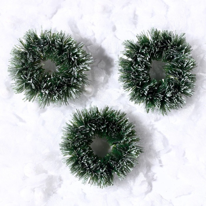 Декор «Новогодний венок», набор 3 шт., размер 1 шт. — 3 см, цвет тёмно-зелёный Декор «Новогодний венок», набор 3 шт., размер 1 шт. — 3 см, цвет тёмно-зелёный