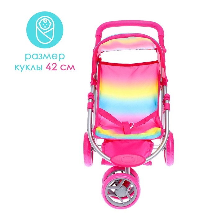 Коляска для кукол летняя, с крышей, ручка регулируется, металл Коляска для кукол летняя, с крышей, ручка регулируется, металл