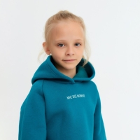 Костюм детский (худи, брюки) MINAKU: Basic Line KIDS, oversize, цвет изумруд, рост 128