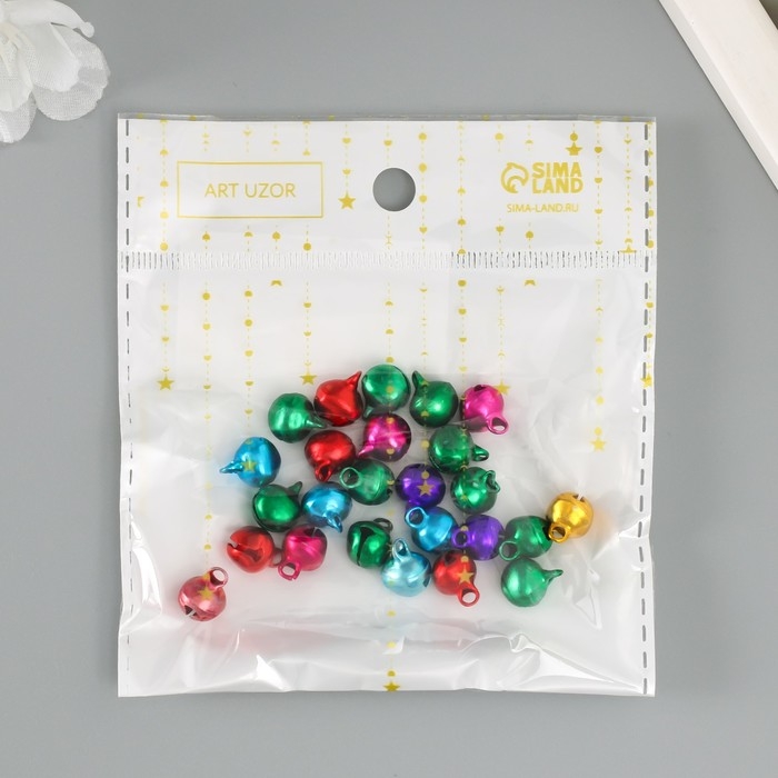 Набор декора для творчества металл Набор декора для творчества металл "Колокольчики цветные" (набор 25 шт), d-1 см, 12х10 см