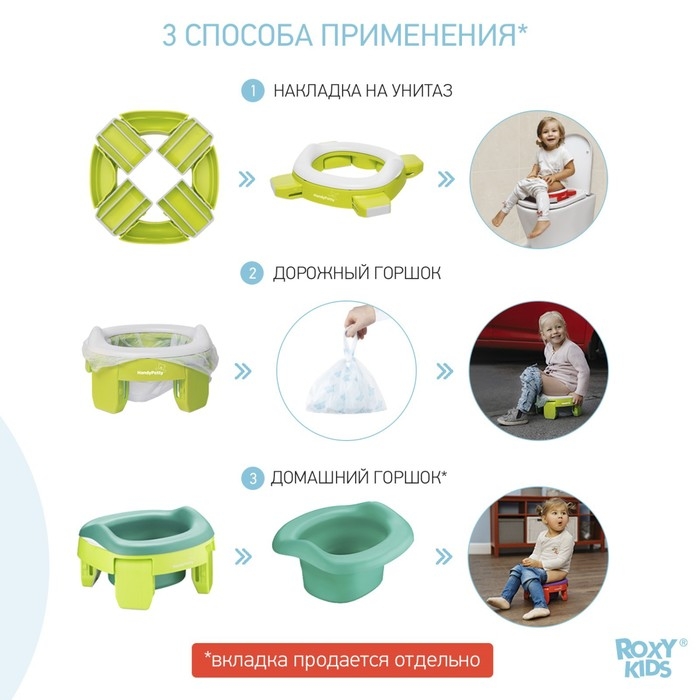 Дорожный горшок HandyPotty в фирменной сумке, цвет лайм Дорожный горшок HandyPotty в фирменной сумке, цвет лайм