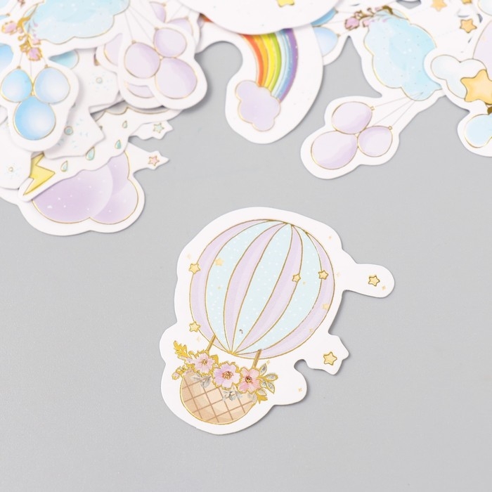 Наклейки для творчества "Погодные явления" тиснение серебро набор 48 шт 9х7х0,8 см