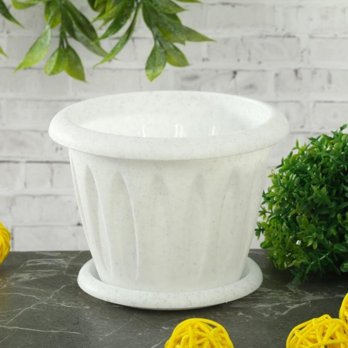 Горшок с поддоном «Фелиция», 400 мл, цвет мраморный Горшок с поддоном «Фелиция», 400 мл, цвет мраморный