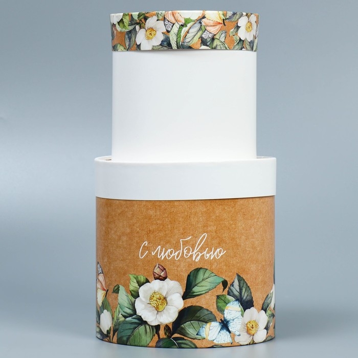Набор шляпных коробок 2 в 1, упаковка подарочная, «Цветочный», 13 х 13, 16 х 16 см Набор шляпных коробок 2 в 1, упаковка подарочная, «Цветочный», 13 х 13, 16 х 16 см