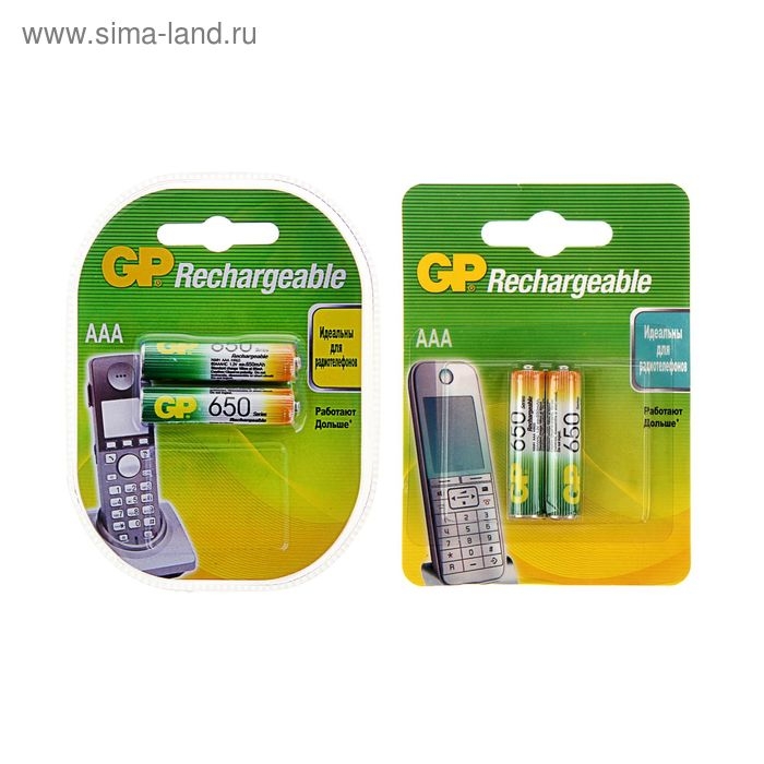 Аккумулятор GP, Ni-Mh, AAA, HR03-2BL, 1.2В, 650 мАч, блистер, 2 шт. Аккумулятор GP, Ni-Mh, AAA, HR03-2BL, 1.2В, 650 мАч, блистер, 2 шт.