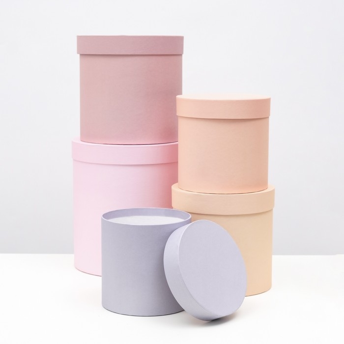 Набор круглых коробок 5 в 1  Набор круглых коробок 5 в 1 "Рассвет" 23 х 23 х 25 - 15 х 15 х 15 см