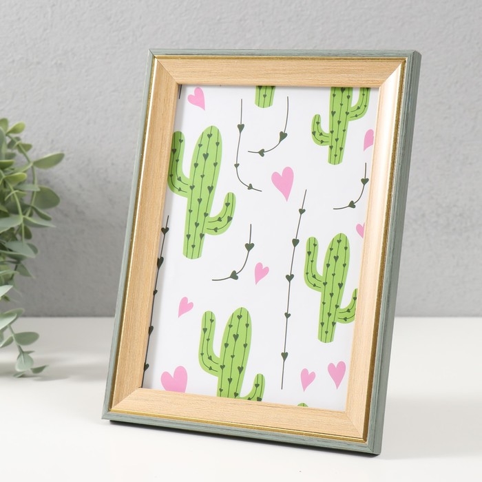 Фоторамка пластик 13х18 см Фоторамка пластик 13х18 см "Дерево с золотой каймой" 15,5х20,5 см