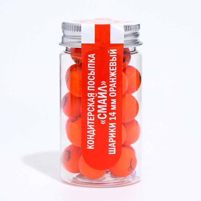 Кондитерская посыпка &laquo;Смайл&raquo; шарики 14 мм, оранжевый, 50 г