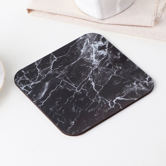 Подставка под горячее квадратная «Черный мрамор», 15х15 см Подставка под горячее квадратная «Черный мрамор», 15х15 см