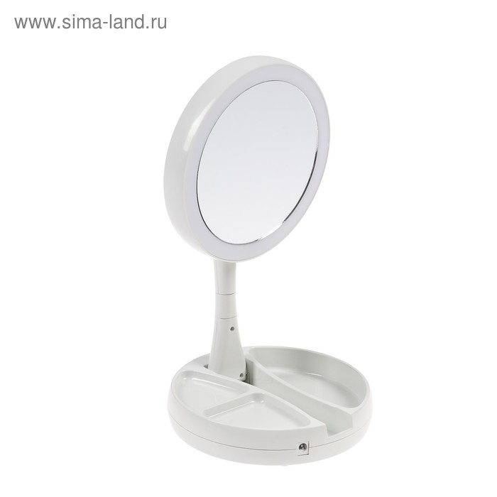 Зеркало Luazon KZ-09, подсветка, настольное, 30 × 16 × 16 см, увеличение х 10, USB, белое