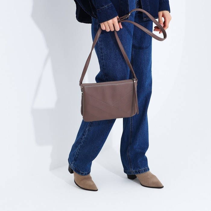 Сумка кросс-боди RICHET на молнии, цвет коричневый