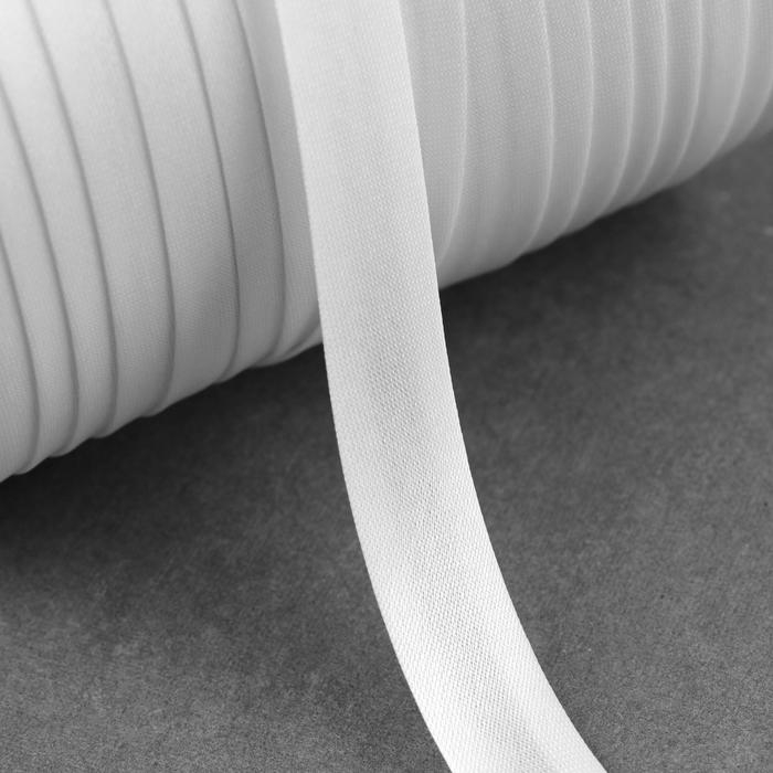 Косая бейка атласная, 15 мм × 132 м, цвет белый F101 Косая бейка атласная, 15 мм × 132 м, цвет белый F101