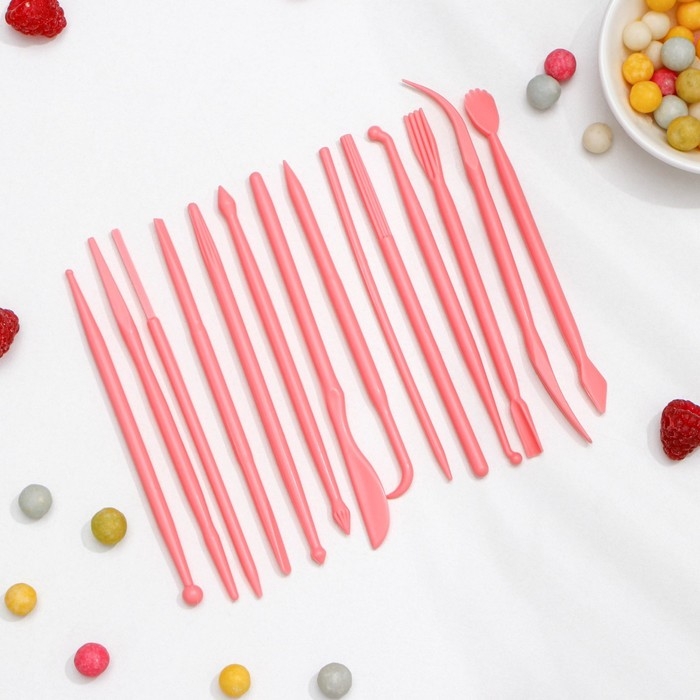 Набор для моделирования кондитерских украшений Доляна, 14 шт, 12×0,5 см, цвет МИКС Набор для моделирования кондитерских украшений Доляна, 14 шт, 12×0,5 см, цвет МИКС