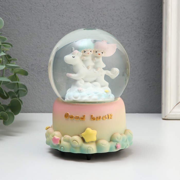 Сувенир полистоун водяной шар музыка и крутится Сувенир полистоун водяной шар музыка и крутится "Малыши в облаках" МИКС 10,5х10,5х15,5 см