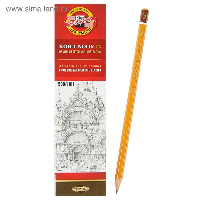 Карандаш чернографитный 2.0 мм, Koh-I-Noor 1500 10H, профессиональный, L=175 мм Карандаш чернографитный 2.0 мм, Koh-I-Noor 1500 10H, профессиональный, L=175 мм