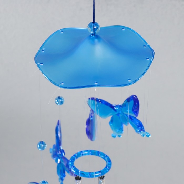 Музыка ветра пластик Музыка ветра пластик "Бабочки и сердечко-зеркало" 4 трубки 11 элементов 75 см