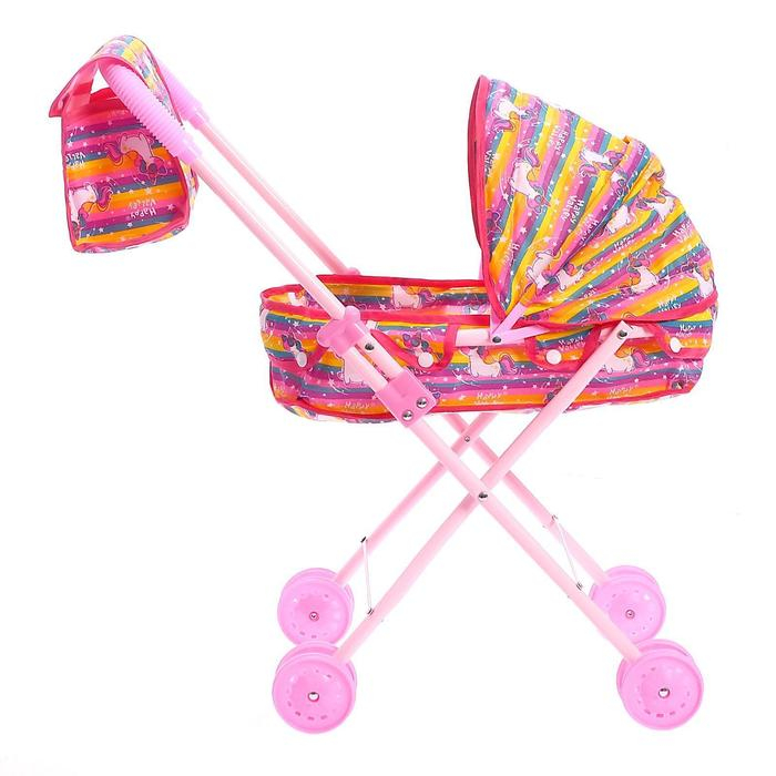 Коляска для кукол с сумкой «Модная» универсальная, металлический каркас Коляска для кукол с сумкой «Модная» универсальная, металлический каркас