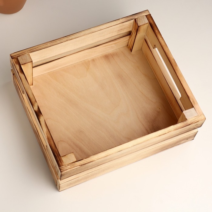 Кашпо деревянное двуреечное, обжиг 25х22х9 см натуральный Кашпо деревянное двуреечное, обжиг 25х22х9 см натуральный