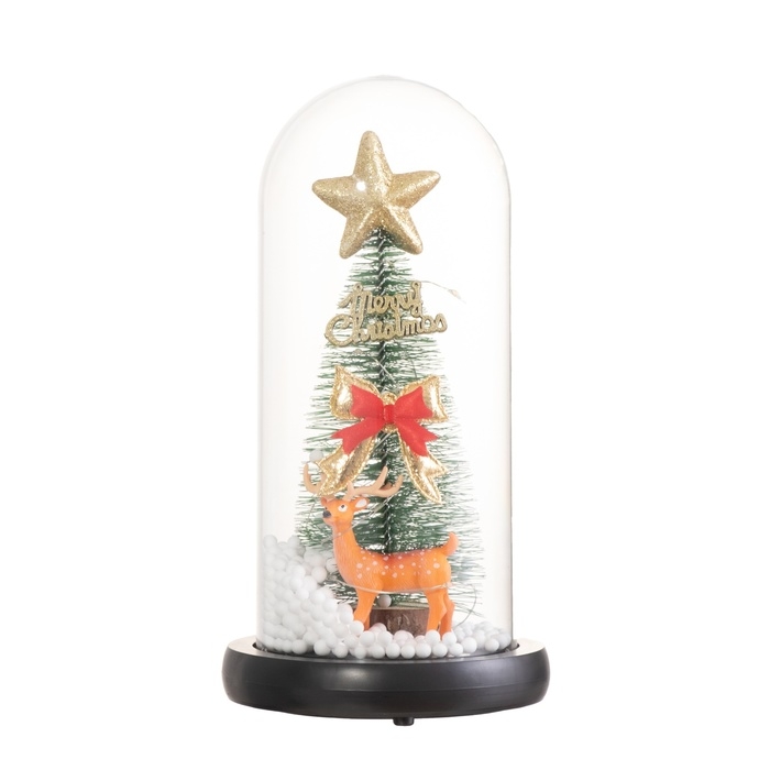 Светильник колба «Елка с бантом» 1,5Вт, LED, 3xAAA, черный USB 11х11х21см