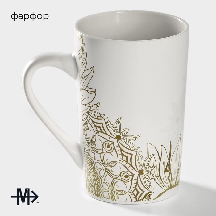 Кружка фарфоровая Magistro «Мандала», 380 мл, бежевый узор Кружка фарфоровая Magistro «Мандала», 380 мл, бежевый узор