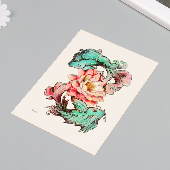 Татуировка на тело цветная Татуировка на тело цветная "Нежные рыбы" 26,1х14,6 см