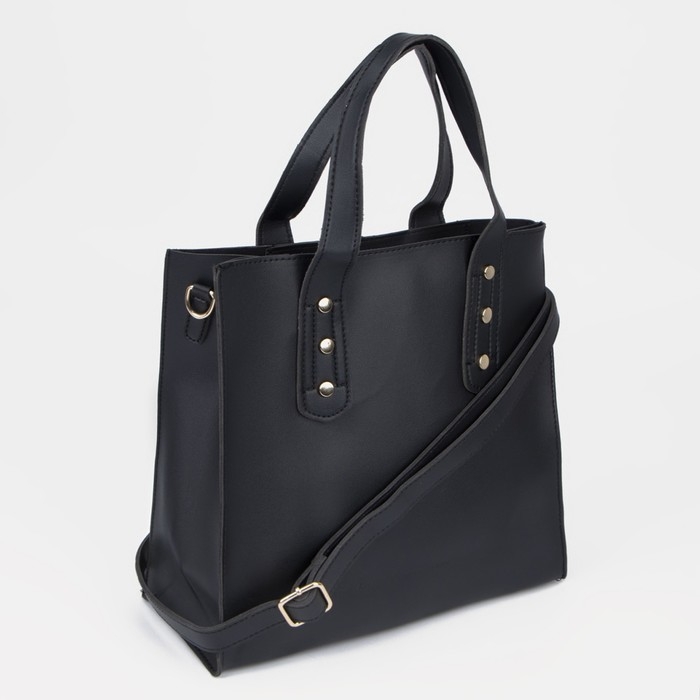 Сумка женская тоут на молнии, цвет чёрный