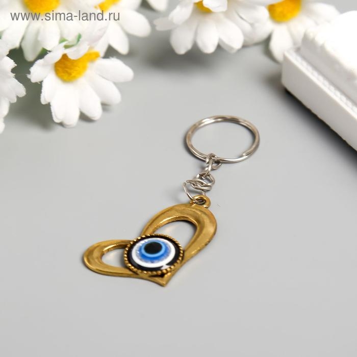 Брелок металл глазки  Брелок металл глазки "Изогнутое сердце" 3,8х3,2 см