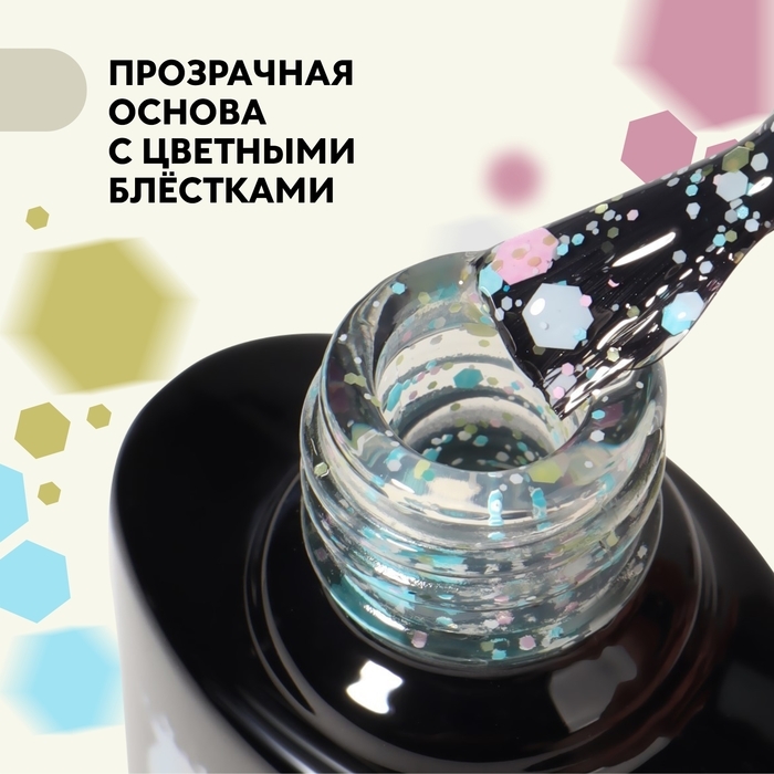 Гель лак для ногтей, «MILK GLITTER», 3-х фазный, 8мл, LED/UV, цвет прозрачный (08)