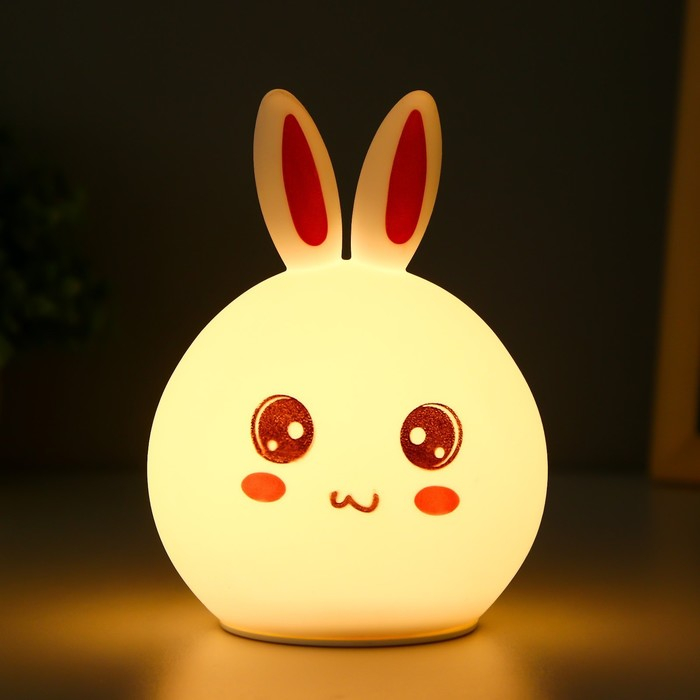 Ночник силикон  Ночник силикон "Антистресс Мякиш Зайчонок" 4хLED USB 16х11х10,5 см