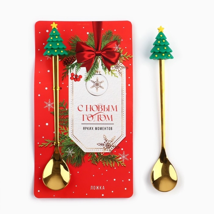 Ложка новогодняя с резиновым доп.элементом «Новый год: Ярких моментов», 3,5 х 16 см Ложка новогодняя с резиновым доп.элементом «Новый год: Ярких моментов», 3,5 х 16 см