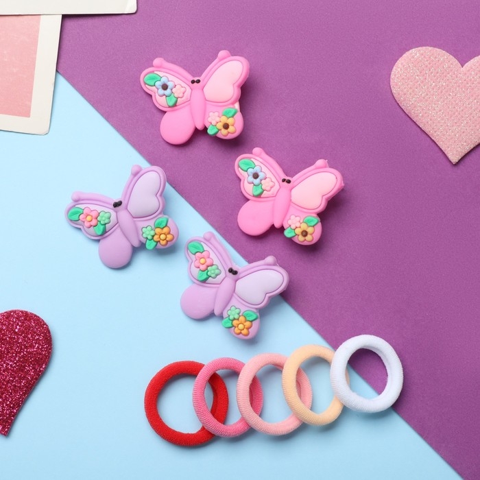 Набор для волос Набор для волос "Лучик" (10 резинок,4 зажима) бабочка яркая