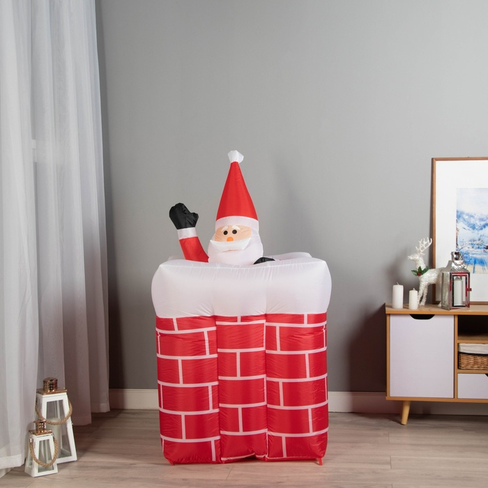 Надувная фигура  Надувная фигура "Дед Мороз" вылезает из трубы, 150 см