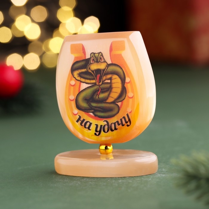 Новый год. Сувенир Новый год. Сувенир "На удачу! 2025", подкова на подставке, селенит, 2,5х4,5х6 см