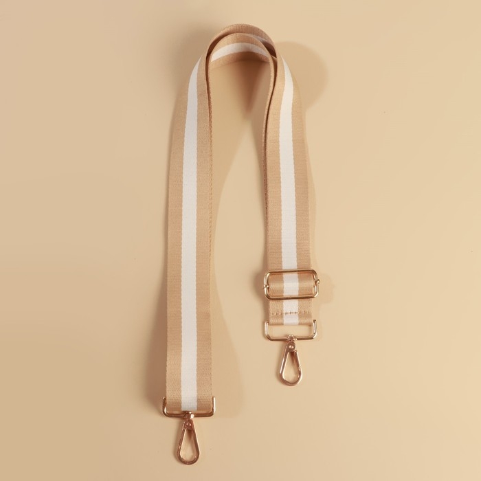 Ручка для сумки, стропа, 139 ± 3 × 3,8 см, цвет бежевый/белый Ручка для сумки, стропа, 139 ± 3 × 3,8 см, цвет бежевый/белый