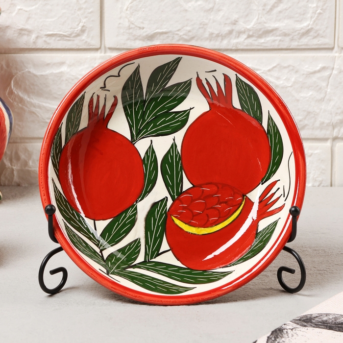 Тарелка Риштанская Керамика Тарелка Риштанская Керамика "Гранат", микс, глубокая, 20 см