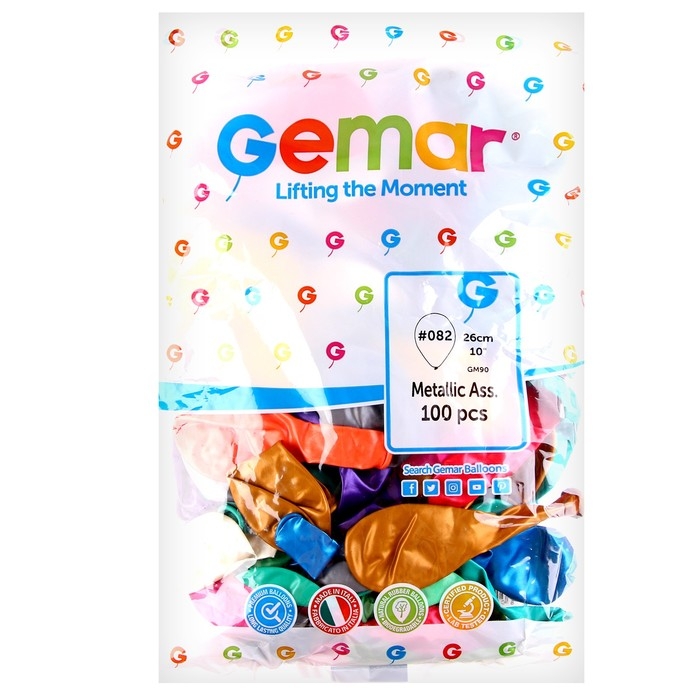 Шар латексный 10", металл, набор 100 шт., цвета МИКС