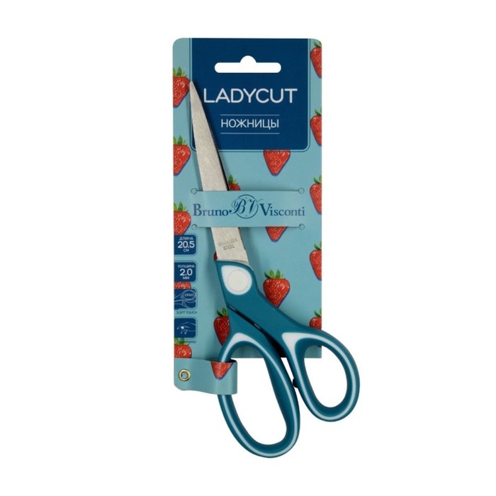 Ножницы канцелярские 20,5 см BrunoVisconti LadyCut, прорезиненные ручки Ножницы канцелярские 20,5 см BrunoVisconti LadyCut, прорезиненные ручки