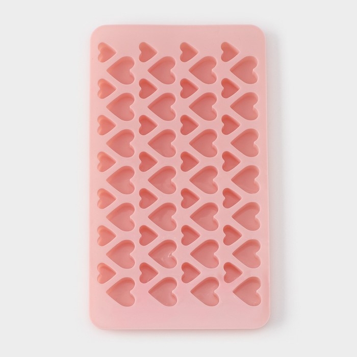 Форма для конфет и шоколада Доляна «Сердечки», силикон, 19,5×11,5 см, 56 ячеек (2×2/1,5×1,5 см), цвет розовый Форма для конфет и шоколада Доляна «Сердечки», силикон, 19,5×11,5 см, 56 ячеек (2×2/1,5×1,5 см), цвет розовый